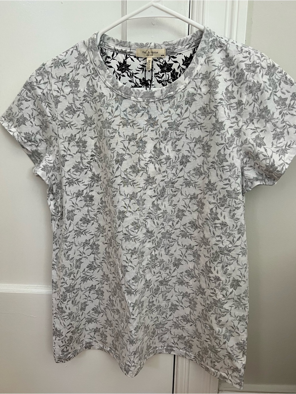 rag & bone All Over Julie Floral Tee White & Gray Size Medium